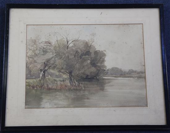 John Middleton (1827-1856) River landscape 9.5 x 13.5in.